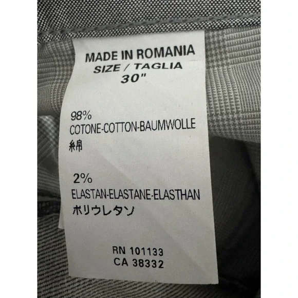 Ermenegildo Zegna Gray Stretch Pants Size 30 Cotton Elastane NWT